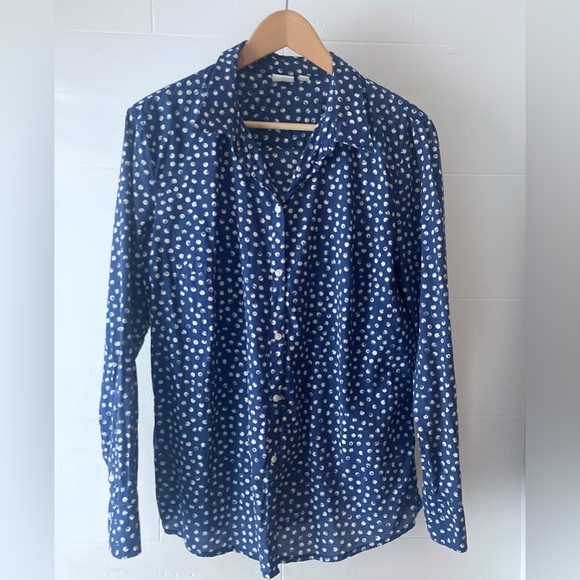 ESPRIT navy blue wit white polka dot shirt (size XL, TTS) - Picture 1 of 5